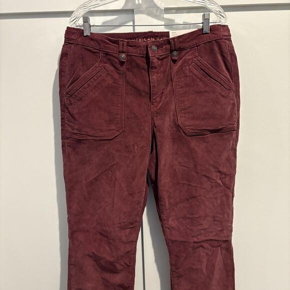 NWT American Eagle Pants Womens 14 Long Tall Burgundy Corduroy Stretch Skinny - Picture 7 of 16